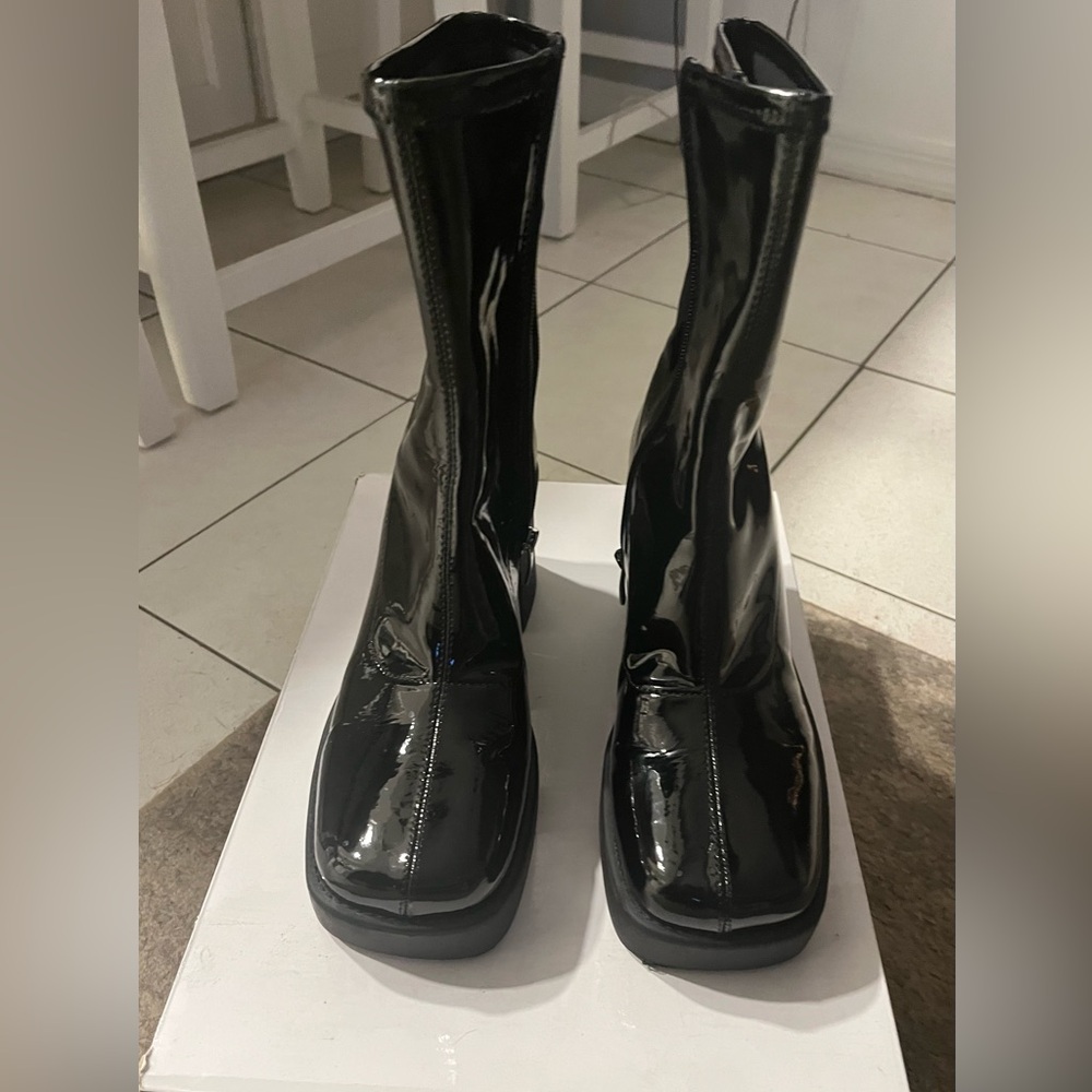 Nine West Black Patent Heeled Boots
